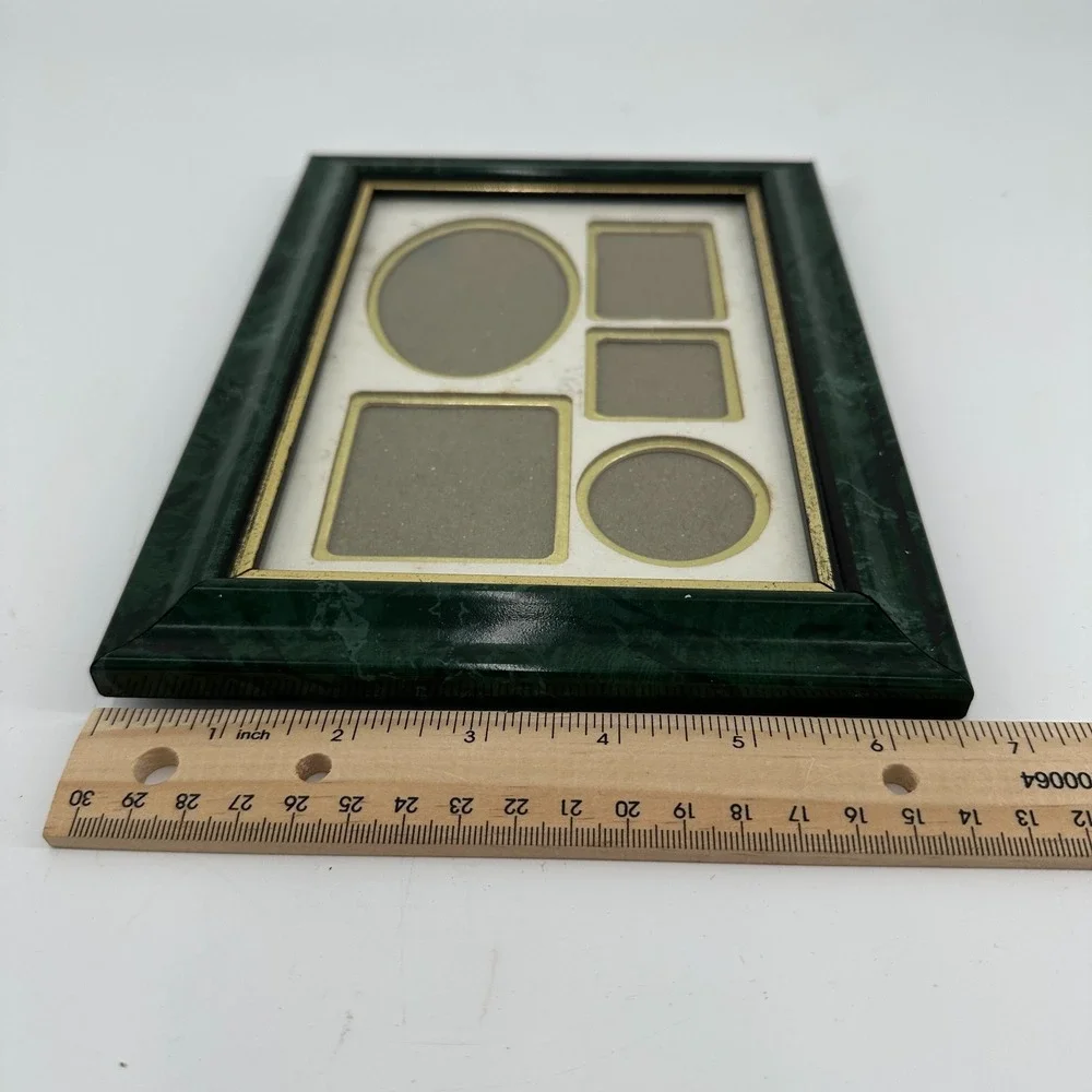 Vintage Green Faux-Marble & Gold Trim 5‎ Photo Picture Collage Frame